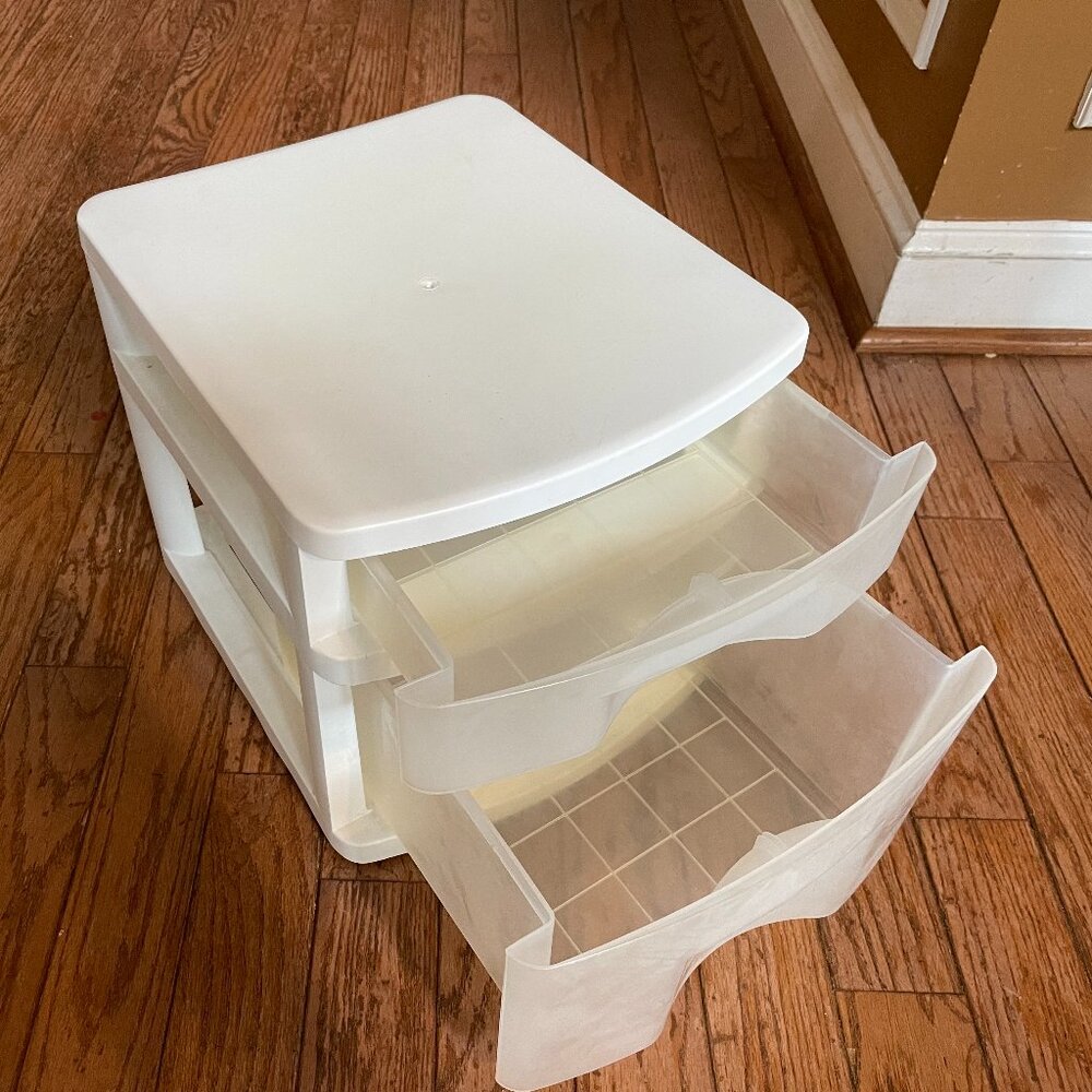 Small Plastic Storage Organizer Container w/ 2 Drawers - Picture 2 of 3